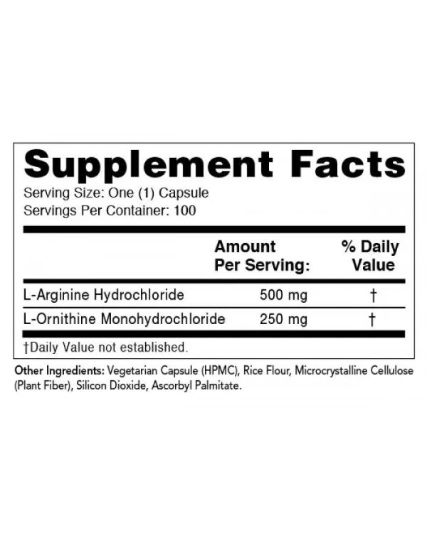 Olympian Labs, Arginine & Ornithine, 750 mg, 100 Capsules on Sale