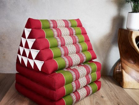 Jumbo Thai Triangle Pillow THREE FOLDS RedGr Sale