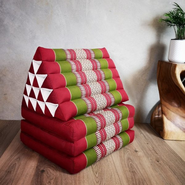 Jumbo Thai Triangle Pillow THREE FOLDS RedGr Sale