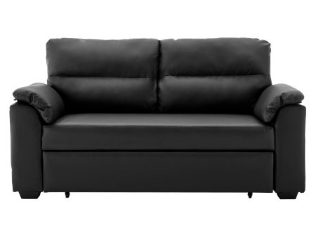 Black Faux Leather Sofa Bed Couch Lounge by Sarantino Online now