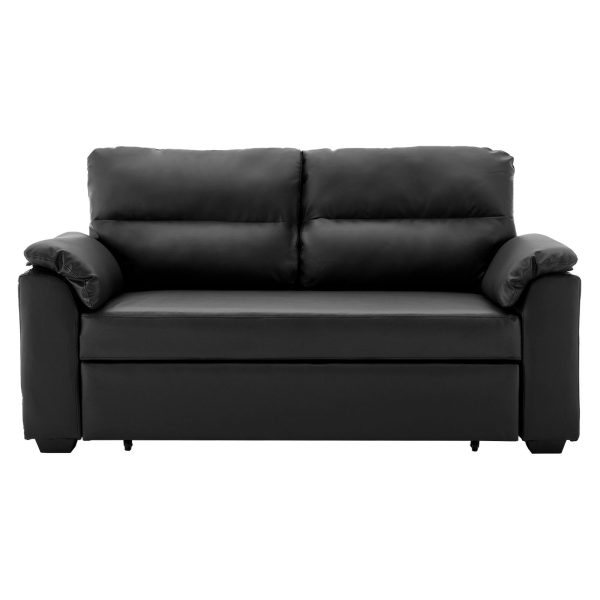 Black Faux Leather Sofa Bed Couch Lounge by Sarantino Online now