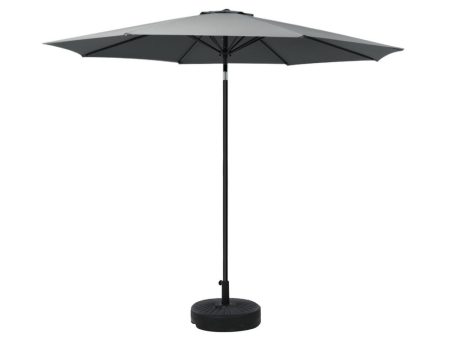 Instahut 2.7m Outdoor Umbrella w Base Pole Stand Garden Sun Charcoal Discount