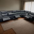 6 Seater Modular Corner Leather Manual Recliner Sofa | Black on Sale