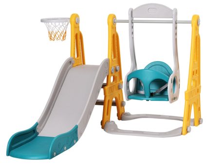 Keezi Kids Slide Swing Set Basketball Outdoor Toys Adjustable Height 140cm Green Discount