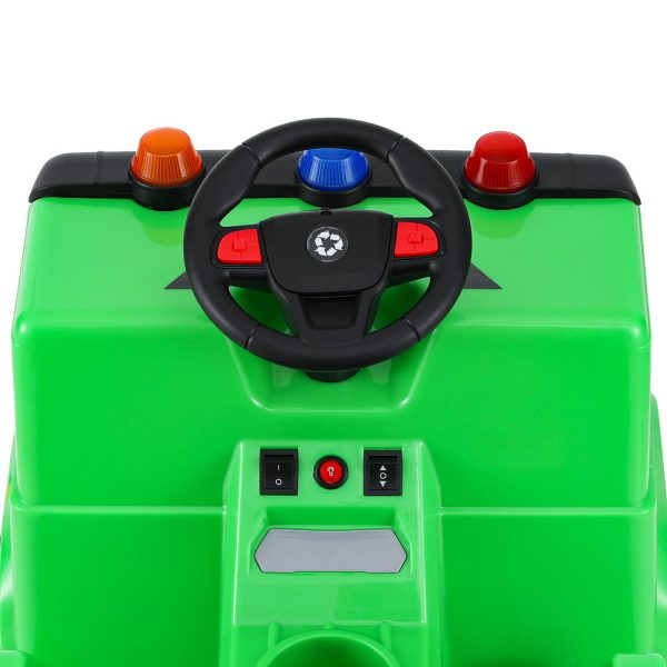 Rigo Kids Ride On Car Garbage Truck Police Light 12V Electric Toys Cars Green Cheap