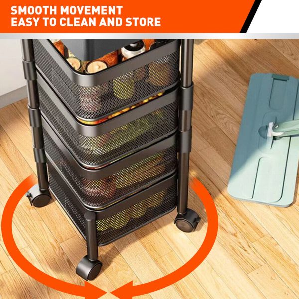 Removable Kitchen Trolley Cart | Vegetable Storage Organiser Holder | Rotating Rack Supply