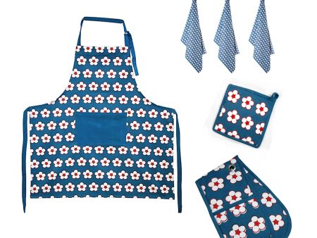 Navy Cotton Kitchen Set | IDC Homewares 6-Piece Cotton Bud For Discount