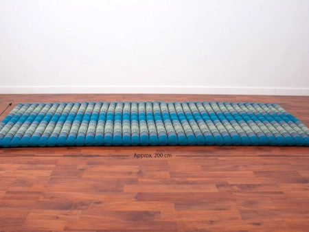 XL Foldout Day Bed Mattress - Natural Kapok Filled | Relaxation for Camping or Yoga (Blue) Hot on Sale