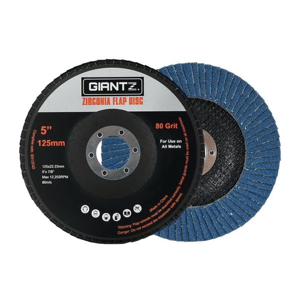 Giantz 100 PCS Zirconia Sanding Flap Disc 5  125mm 80Grit Angle Grinding Wheel For Cheap