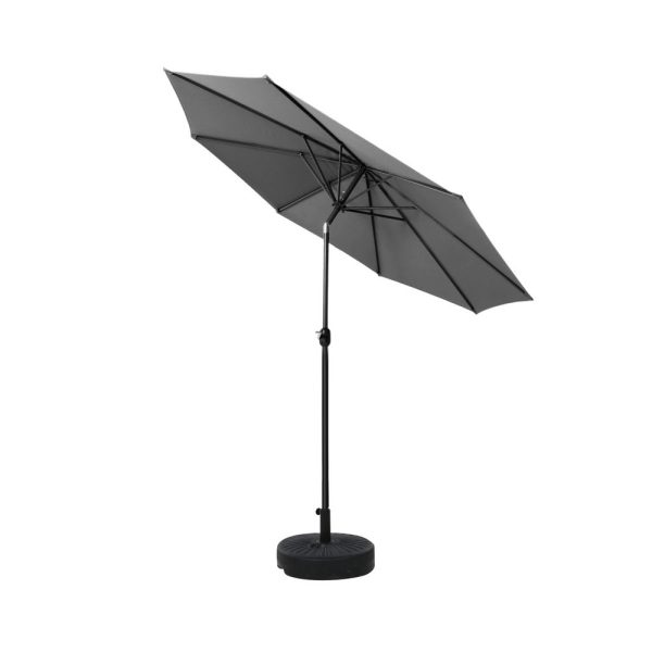 Instahut 2.7m Outdoor Umbrella w Base Pole Stand Garden Sun Charcoal Discount