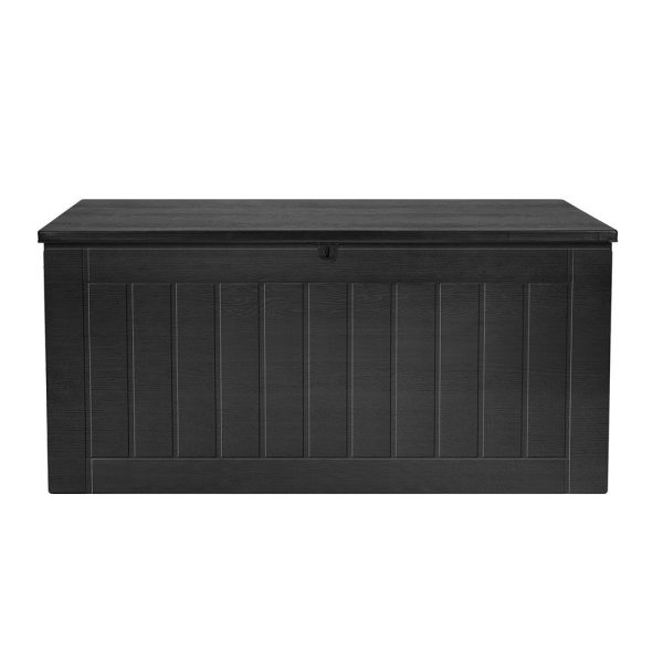 Gardeon Outdoor Storage Box 830L Container Lockable Bench Tool Shed All Black on Sale