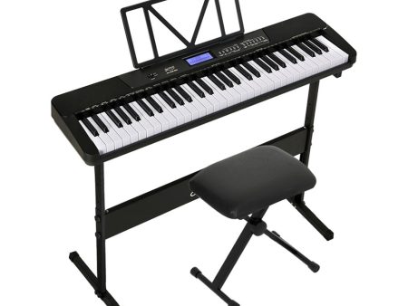 Alpha 61 Keys Electronic Piano Keyboard Digital Electric w  Stand Stool Touch on Sale