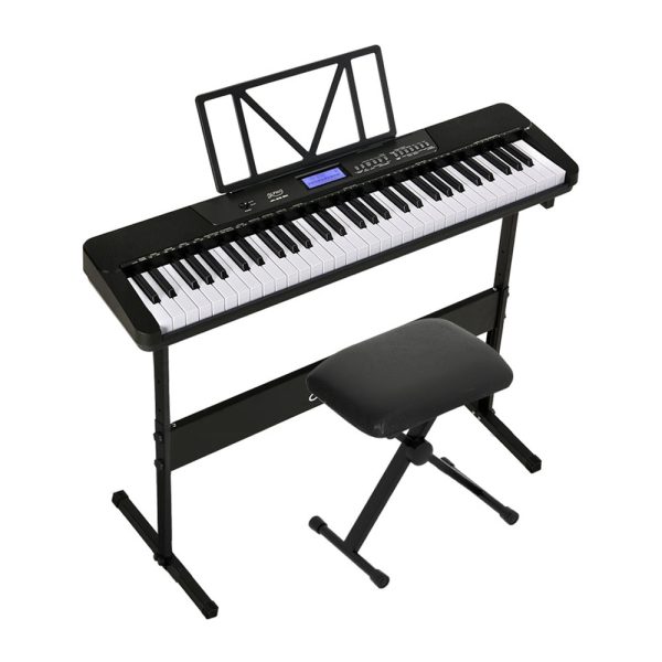 Alpha 61 Keys Electronic Piano Keyboard Digital Electric w  Stand Stool Touch on Sale