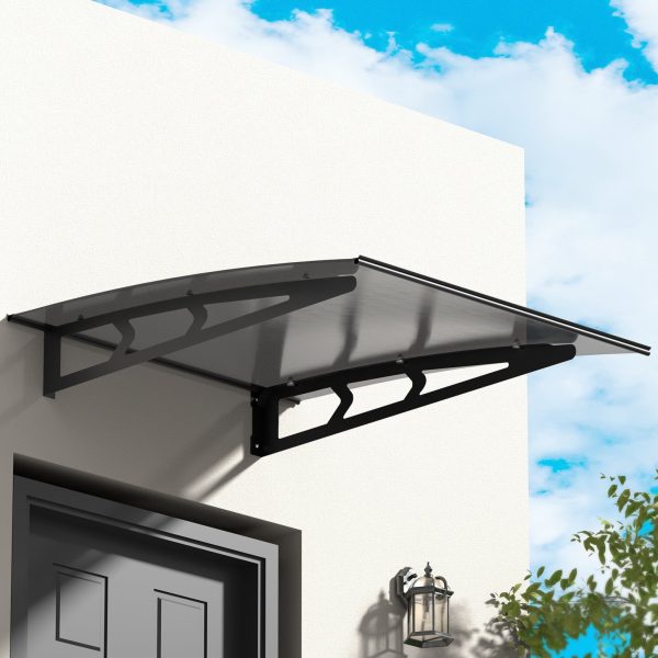 Instahut Window Door Awning Canopy 1mx1m Grey Solid Sheet Metal Frame on Sale