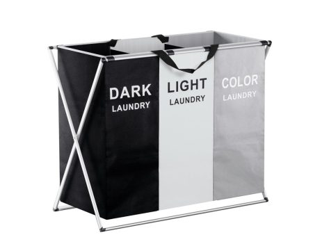 Artiss Laundry Basket Hamper Large Foldable Washing Clothes Storage 3 Sections Online Hot Sale