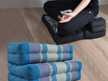 3-Fold Zafu Meditation Cushion Set Blue on Sale