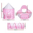 Keezi Kids Playhouse Play Tent Pop Up Castle Crawl Tunnel Basketball Hoop Pink Sale