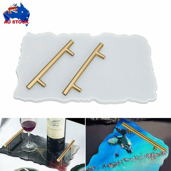 Large Safe Silicone Tray Mould for Irregular Coaster Resin Craft Art DIY + 2 Handles Supply