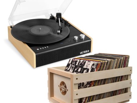 Victrola Eastwood Turntable | Bundled Record Storage Crate Hot on Sale