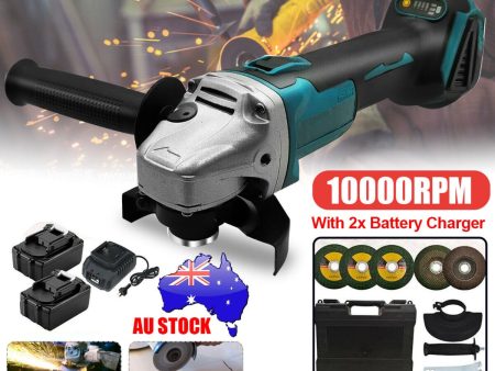 Brushless Cordless Angle Grinder With 2x Li-ion Battery Charger - 125mm Combo Kit For Sale