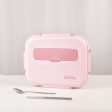 Kylin 304 Stainless Steel 5 Divided Smile Large Lunch Box With Soup Pot - Pink | Smile Lunch Box Supply