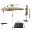 Instahut 3m Outdoor Umbrella w Base Cantilever Garden Beach Patio Beige Online now