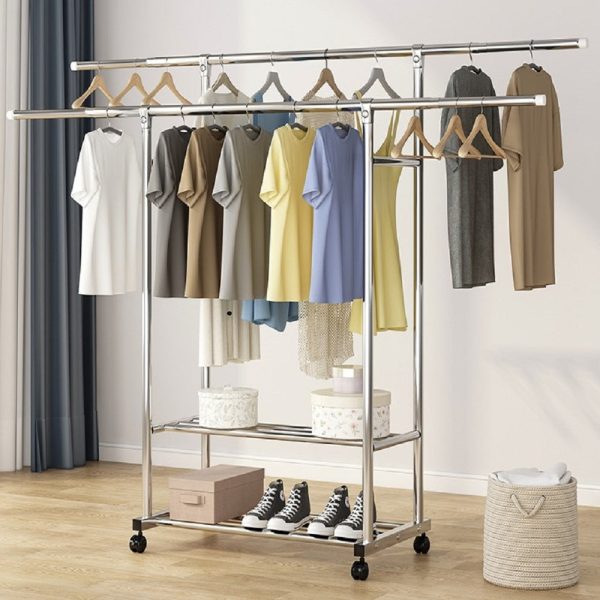 Ekkio Clothes Rack | Stainless Steel Double Rail on Sale