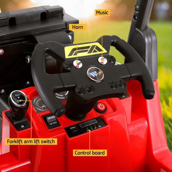 Rigo Kids Electric Ride On Car Forklift Loader Toys Cars Horn Remote 12V Red on Sale