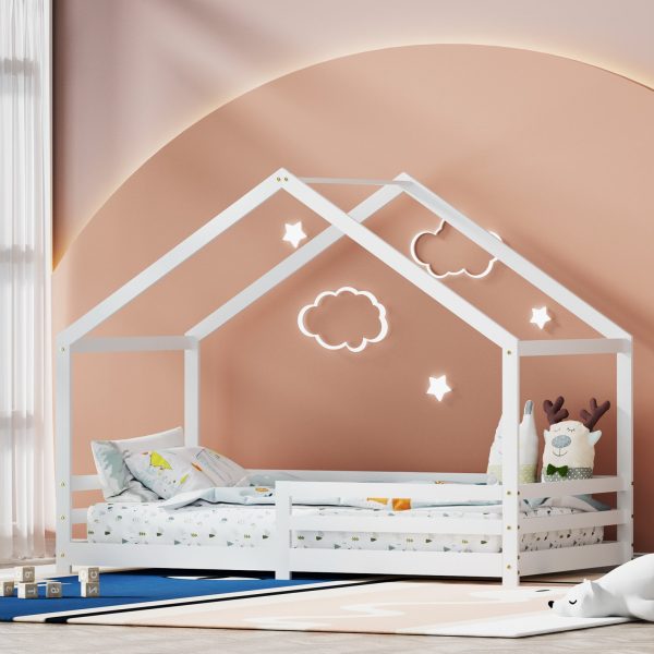 Artiss Bed Frame Wooden Kids Single House Frame White AMOS Fashion