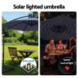 Instahut Outdoor Umbrella 3M Cantilever Beach LED w Base Garden Shade Patio Navy Hot on Sale