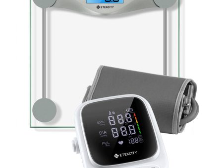 Etekcity Digital Body Weight Bathroom Scale, Silver & Etekcity Smart Blood Pressure Monitor, White Bundle on Sale