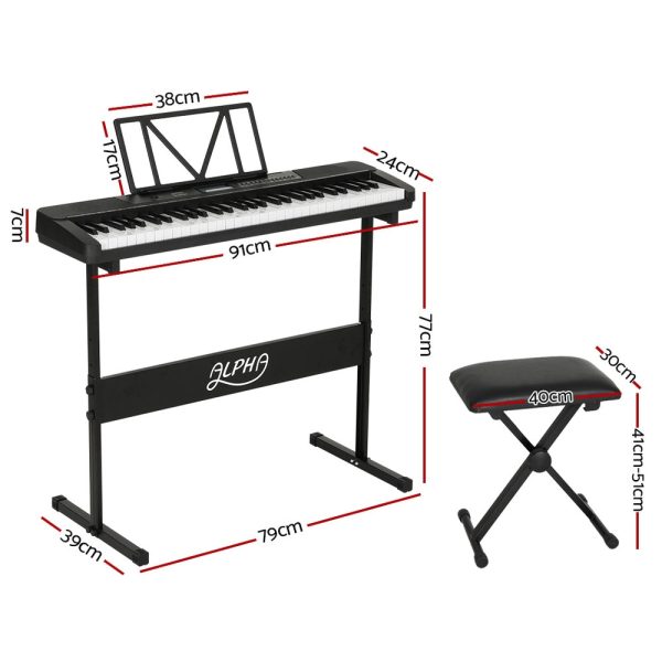 Alpha 61 Keys Electronic Piano Keyboard Digital Electric w  Stand Stool Touch on Sale