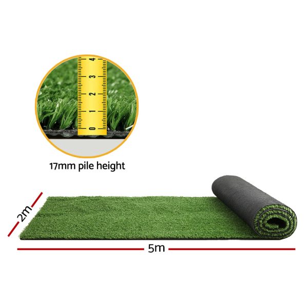 Primeturf Artificial Grass | 2mx5m | 17mm | Synthetic Fake Lawn Turf | Plastic Olive Fashion