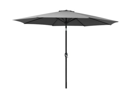 Instahut Outdoor Umbrella 2.7m Beach Pole Garden Tilt Sun Patio UV Charcoal on Sale