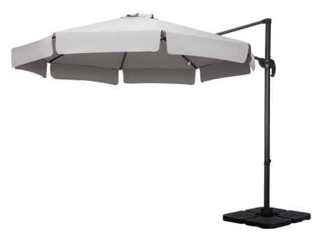 Instahut 3m Outdoor Umbrella w Base Cantilever Beach Roma 360 Degree Tilt Grey Online Sale