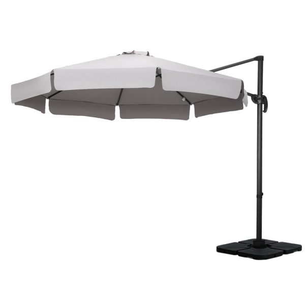 Instahut 3m Outdoor Umbrella w Base Cantilever Beach Roma 360 Degree Tilt Grey Online Sale