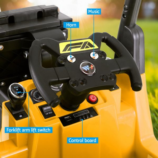 Rigo Kids Electric Ride On Car Forklift Loader Toys Cars Horn Remote 12V Yellow Sale