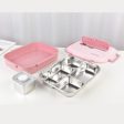 Kylin 304 Stainless Steel 5 Divided Smile Large Lunch Box With Soup Pot - Pink | Smile Lunch Box Supply