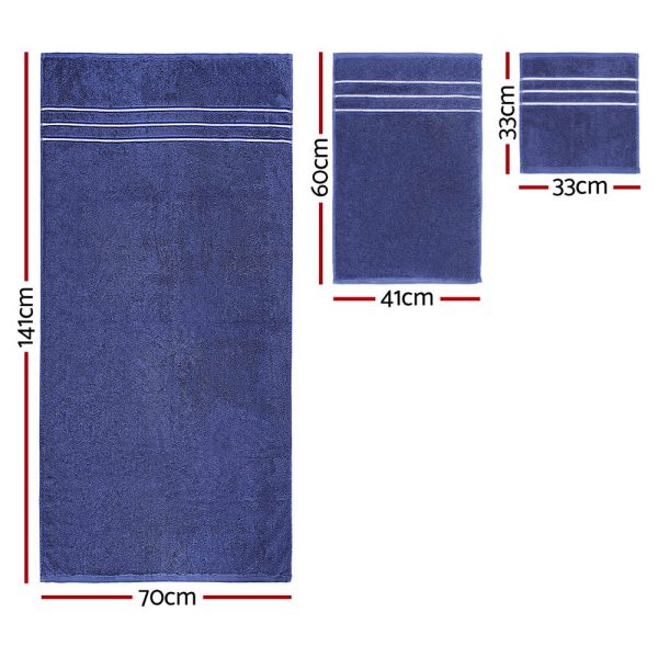 6 Pack Bath Towels Set Cotton Towel Navy Hot on Sale