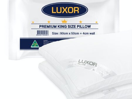 Luxor Australian Made Hotel King Size Pillow - Twin Pack with 4cm Wall Supply