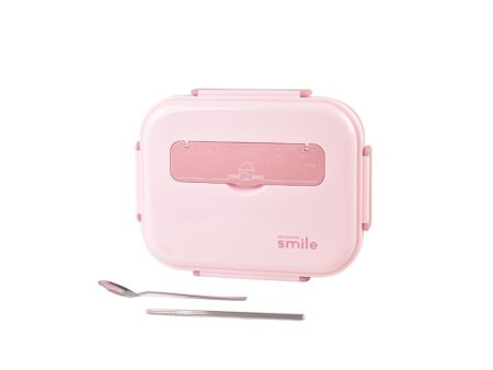 Kylin 304 Stainless Steel 5 Divided Smile Small Lunch Box With Soup Pot - Pink | Small Smile Lunch Box Cheap