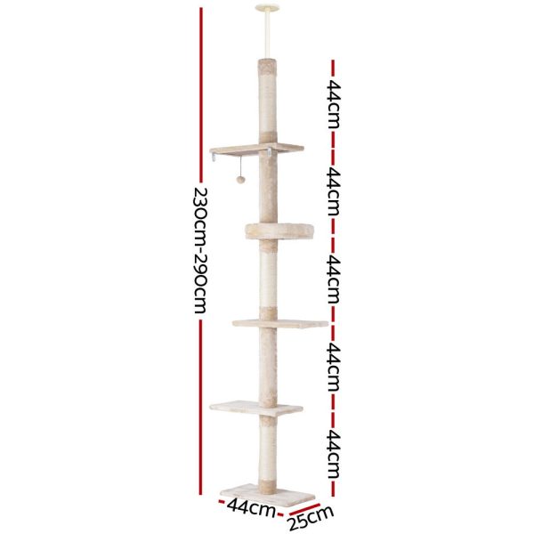 i.Pet Cat Tree 290cm Tower Scratching Cats Post Scratcher Floor to Ceiling Bed Hot on Sale