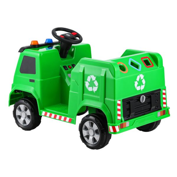 Rigo Kids Ride On Car Garbage Truck Police Light 12V Electric Toys Cars Green Cheap