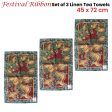 Set of 3 Festival Ribbon Linen Tea Towels | 45 x 72 cm Fashion