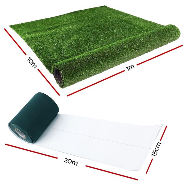 Primeturf 1x10m Artificial Grass | Synthetic Fake | 10SQM Turf Lawn | 17mm Tape Sale