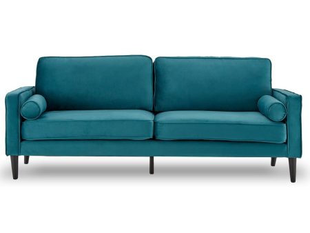 Blue Faux Velvet Sofa Bed Couch Lounge Furniture Suite by Sarantino on Sale