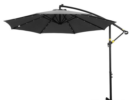 Instahut Outdoor Umbrella 3M Cantilever Beach LED Garden Shade Patio Charcoal Online Sale