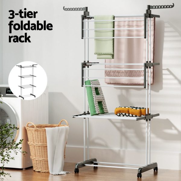 Artiss Clothes Drying Rack 173cm Coat Aier Hanger Foldable Online Sale