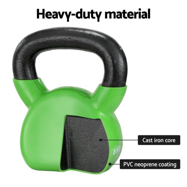 Everfit 8kg Kettlebell Set Weightlifting Bench Dumbbells Kettle Bell Gym Home For Discount