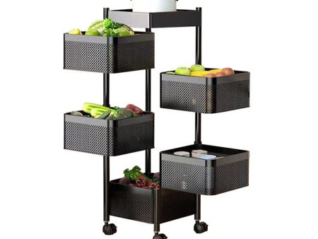 Removable Kitchen Trolley Cart | Vegetable Storage Organiser Holder | Rotating Rack Supply